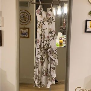 White floral high low dress